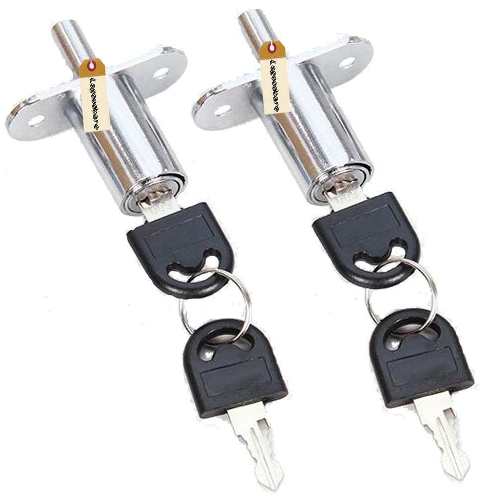 Lsgoodcare 6Pack Drawer Locks with 12 Key 32MM,Silver Cabinets Push Plunger Lock Zinc Alloy Cupboard Door Lock for Filing Wardrobe Display Cabinet Furniture - Image 2