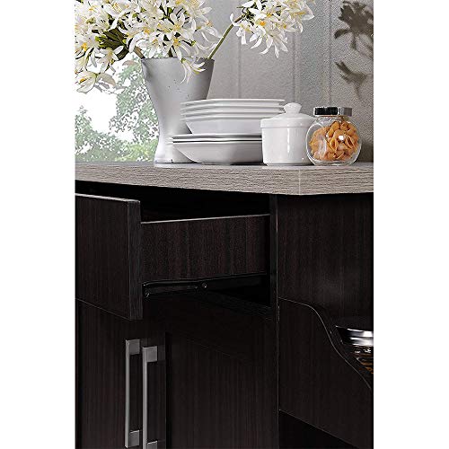 Hodedah Kitchen Island With Spice Rack, Towel Rack & Drawer, Chocolate With Grey Top #TOP5