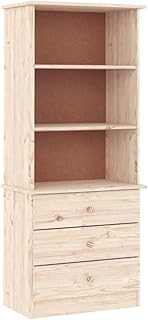 vidaXL Bibliothèque avec Tiroirs, Armoire à Livres, Etagère de Rangement Salon Salle de Séjour Intérieur, Scandinave, Bois Massif de Pin