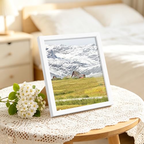Image of 8x10 Picture Frame Set of 2, Solid Wood Frames, White Woodgrain