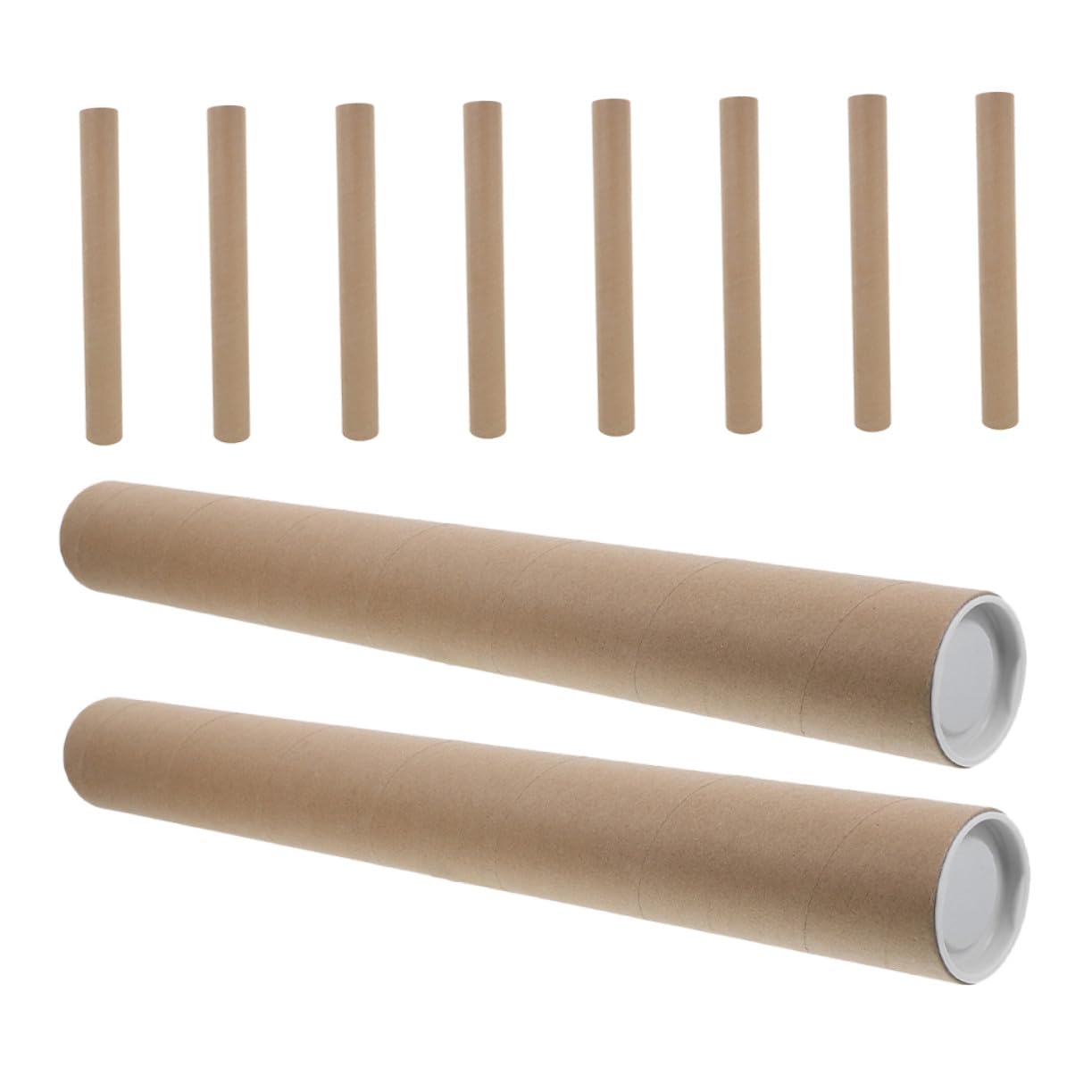 DOITOOL 10 Stück Papprollen mit Deckel Stabile Runde Papierhülsen aus Kraftpapier Innendurchmesser Lang Wiederverwendbar für Versand von Postern Kunst Bastelprojekten und Büroorganisation