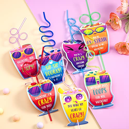 Joyin 36 Pack Valentines Day Gift Cards With Colorful Loop Reusable Drinking Straws For Valentine Party Favors Toy,Kids Valentine Classroom Gift Exchange Prizes #TOP7