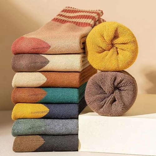 5 Pairs - Autumn And Winter With Plush Thickened Mid Tube Socks For Women's Warm Stockings3