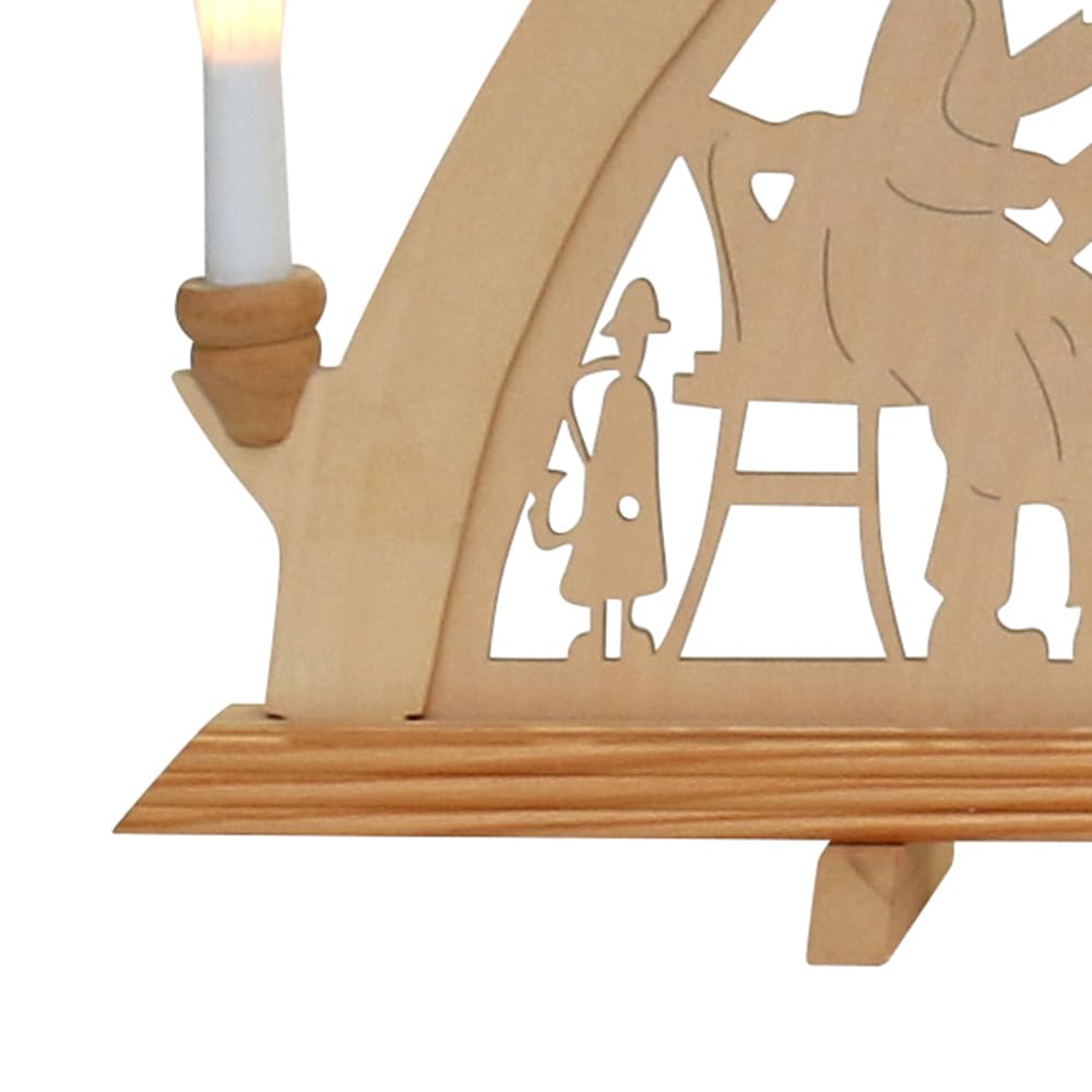 Wichtelstube-Kollektion Holz Schwibbogen Lichterbogen Bergleute in Seiffen XL 58cm Schwippbogen Weihnachten Weihnachtsbogen Schwibbogen Weihnachten 7 Kerzen 230V Anschluss