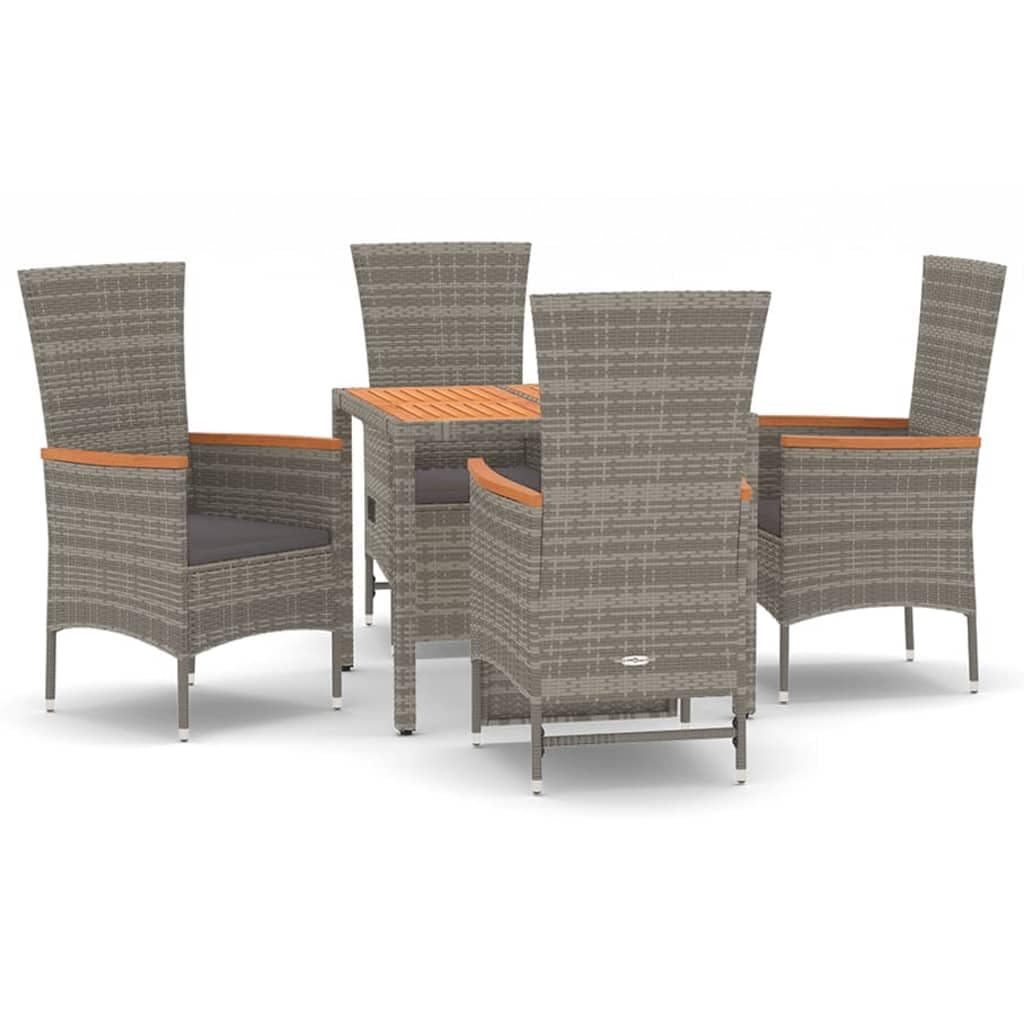 Hothingwell Gartenmöbel-Set, 5-teilig, Kissen, grau, geflochtenes Harz