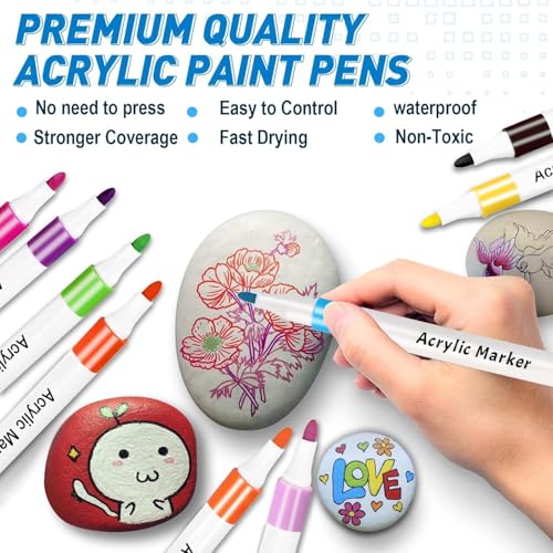 Image of Wynhard Acrylic Markers Pen Paint Set 12Pc Acrylic Paint Pen Set Paint Marker Pens Paint Pens for Art Doodling Drawing Sketching Colouring & Shading