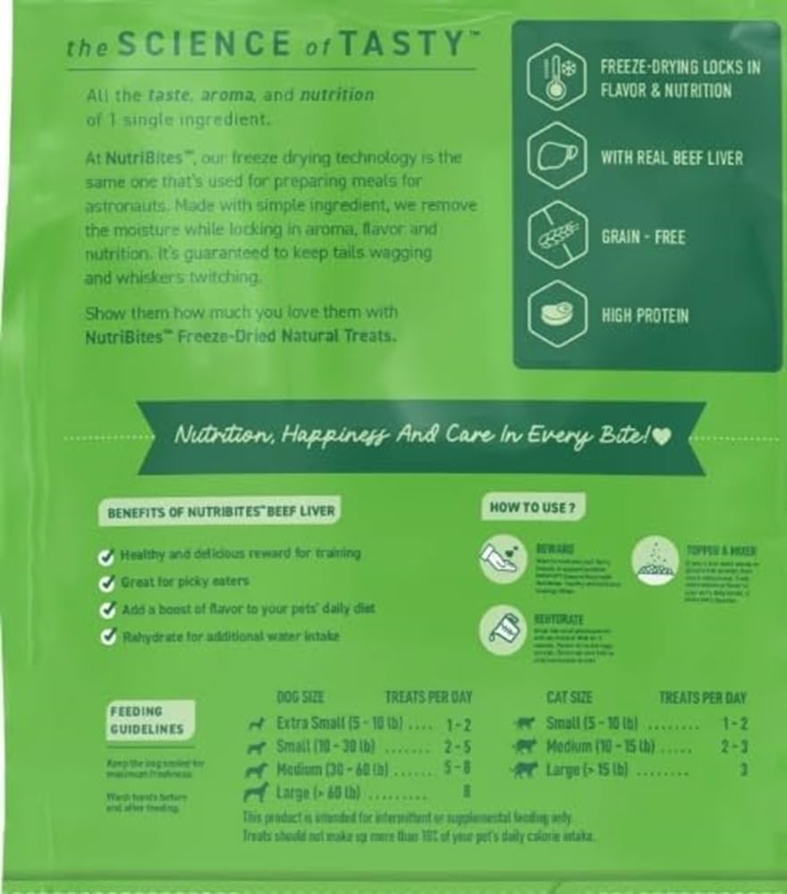 NutriBites Freeze Dried Liver Treats for Dogs & Cats - High-Protein Single Ingredient Freeze Dried Dog Treats, Beef Liver - Proudly Made in Canada - 27 OZ HIGH PROTIEN Natural Grain