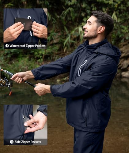 ZITY Rain Suit for Men Women Unisex Waterproof Golf Rain Gear Lightweight Breathable Mesh Waterpoof Zipper Pockets3