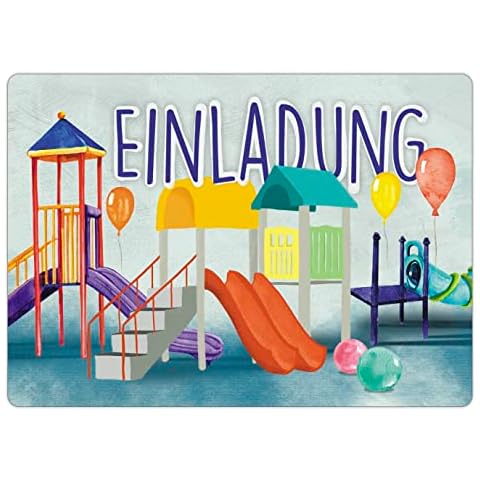 Calluna® - 12 Invitation Cards for Children's Birthday Playground - Colourful Invitation to Birthday Party - Birthday Invitations - Indoor Playground Cover