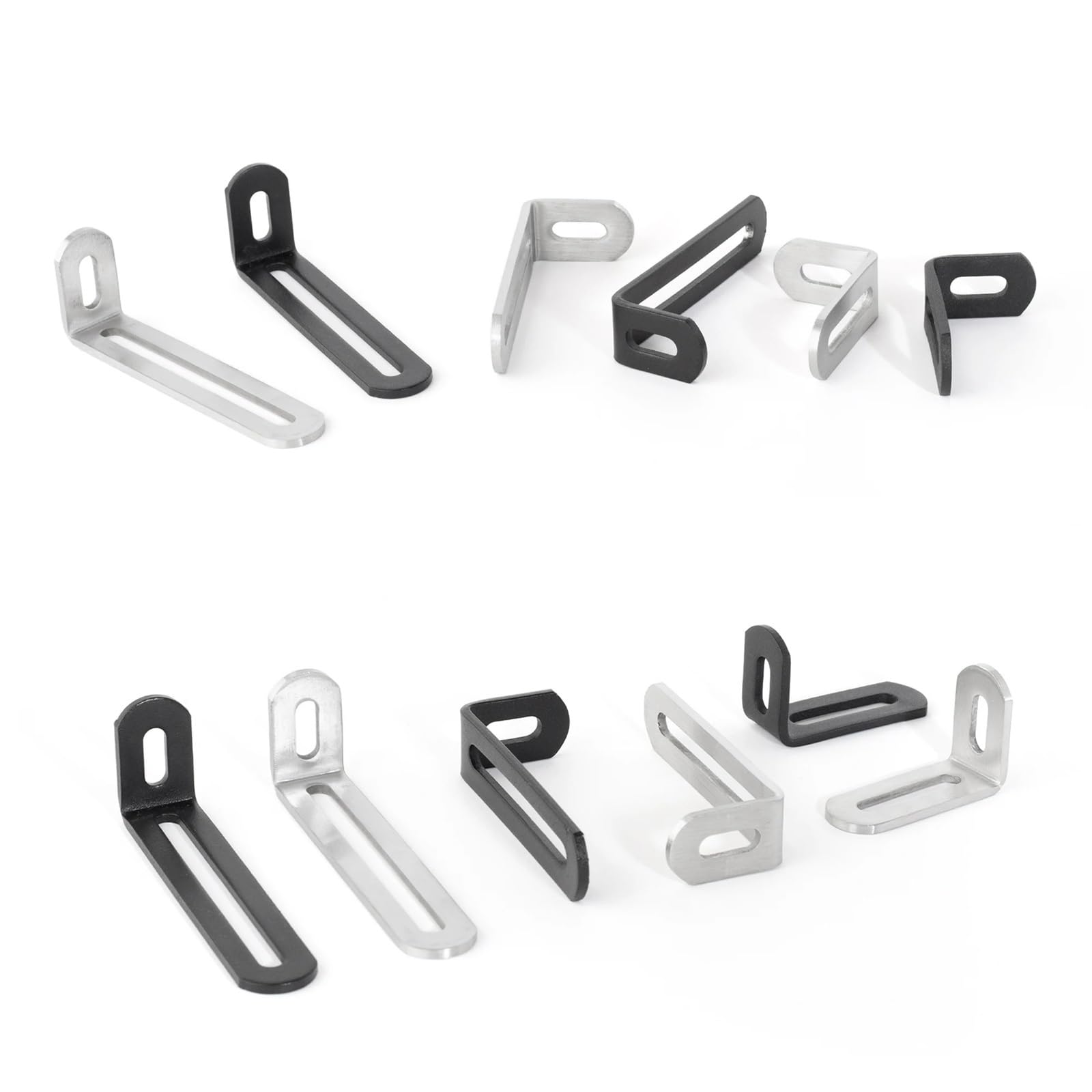 Staffa angolare regolabile in acciaio inossidabile da 10 pezzi in metallo resistente a forma di L 90 gradi for mobili con scaffali in legno Per Mobili, Scaffali, Sedie In Legno(Black 98mm)