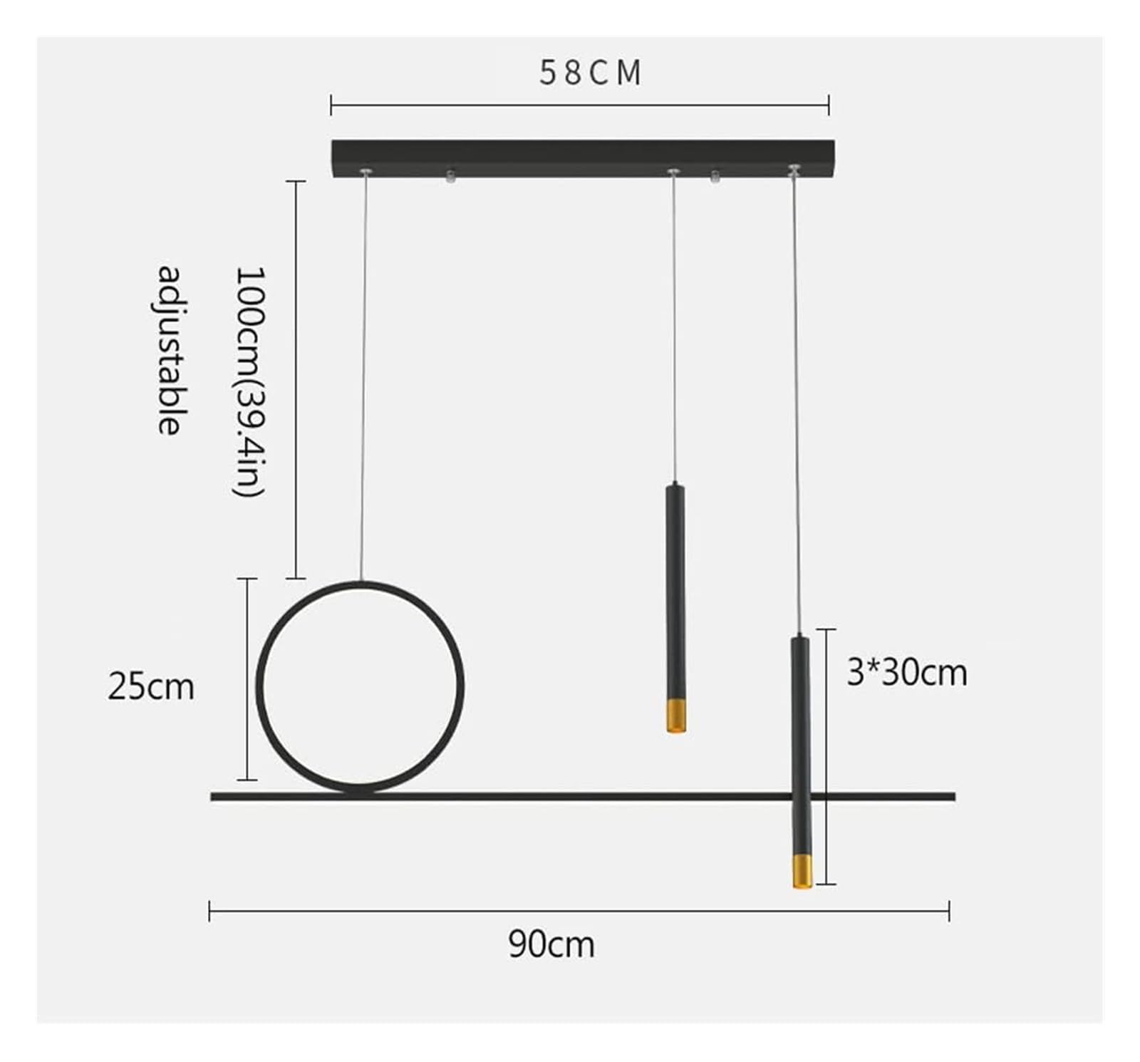 Simplicity LED-Pendelleuchte, 90 cm (35,4 Zoll), dimmbar, mit verstellbarem Kabel, ideal für Schlafzimmer, Esszimmer, Büro und Küche. Flimmerfrei.