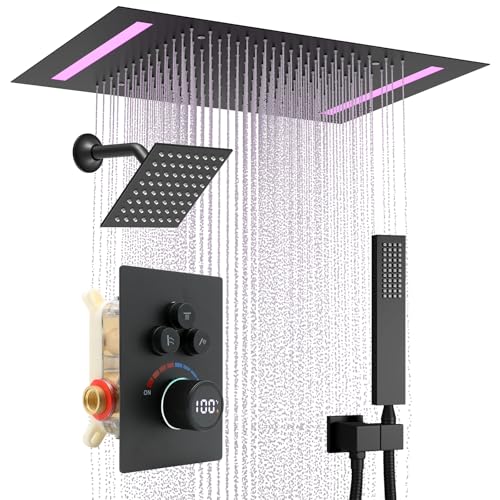 Digital LED Shower System with 14x20 Inch Rainfall Head
