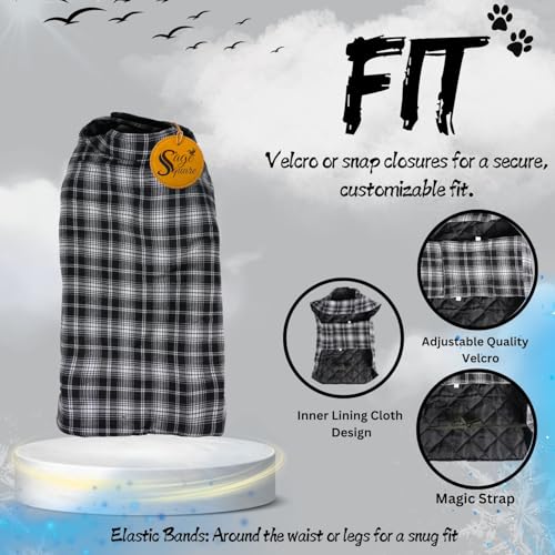 Image of Sage Square Winter Coloured Dog Coat - All-Weather Protection, Windproof, Waterproof Cozy Fleece Lining, Adjustable Straps, Durable Construction, Stylish, Comfortable, Jacket (Black & White, XX-Large)