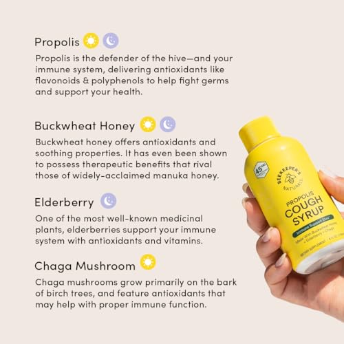 Image of Beekeeper's Naturals Honey Cough Syrup for Adults, Day & Night Value Pack | Adult Daytime & Nighttime Value Pack, Elderberry, Bee Propolis, Buckwheat Honey, Immune Support & Throat Soothing
