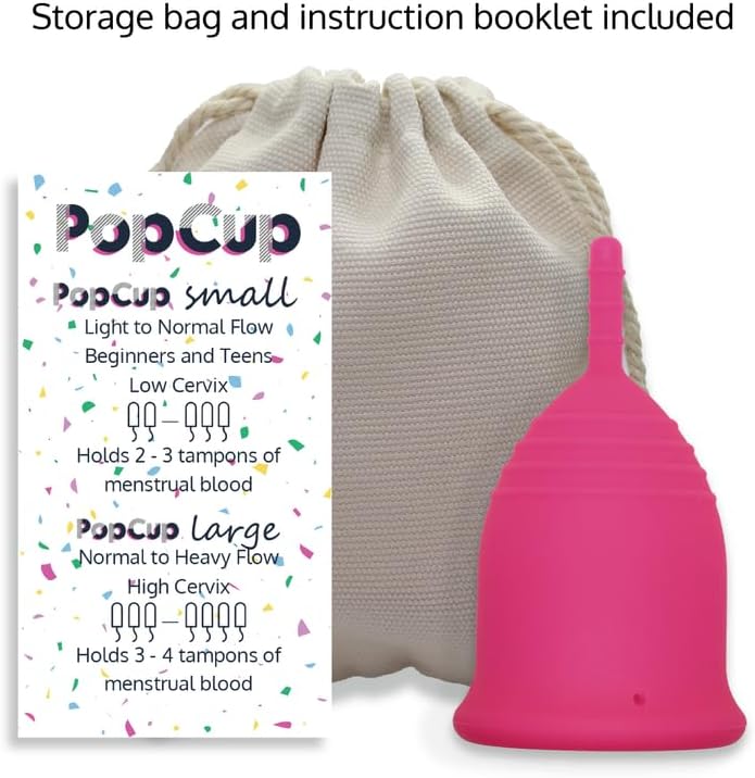 Miniatura 4 de Copa menstrual Pop  Disco de período reutilizable  Silicona de grado médico  Alternativa de tampón, almohadilla y taza (taza pequeña, rosa)