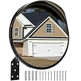 YOUEON 12 Inch Acrylic Convex Mirror, Security Mirror for Garage, Driveway, Parking Lots, Store and Warehouse, Round Traffic Mirror for Indoor & Outdoor, Angle Adjustable Convex Blind Spot Mirror