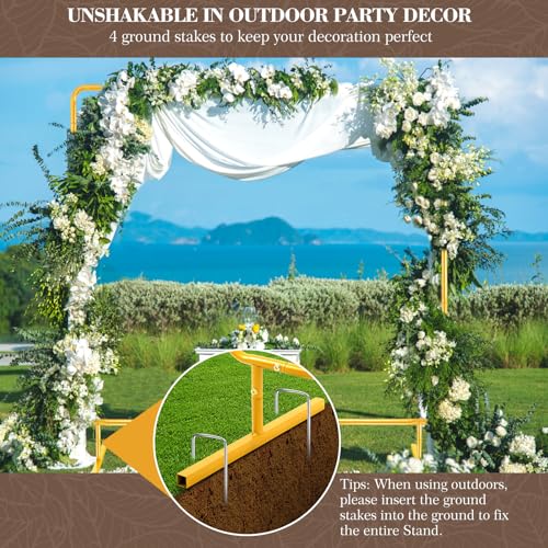 Antizz 6.6FT Square Wedding Balloon Arch Stand, Backdrop Stand for Parties, Gold Metal Rectangular Background Arch Frame for Ceremony Birthday Anniversary Bridal Graduation Decoration - Thumbnail 5