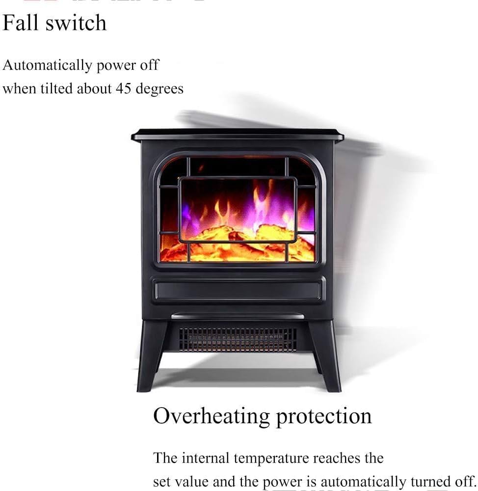 Electric Fireplace, Electric Stove Heater Fireplace Electric Fire with Surround Mantelpiece with Adjustable Thermostat Control with Log Burner Flame Effect Black,Black