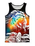 Asylvain Men Colorful Animal Tank Tops Unisex 3D Print Cool Graphic Sleeveless T-Shirt Active Vest f