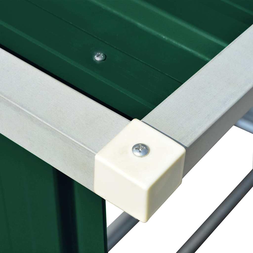 vidaXL Casetilla para Leña Acero Galvanizado Almacenaje Soportes Bolsas Orden Casa Jardín Hogar Chimenea Decoración Verde 163x83x154 cm