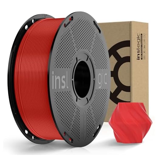 Inslogic Pre-Dried PLA Pro 3D Printer Filament, Strong & Tough PLA Pro Filament 1.75mm ±0.02mm, Reusable Spool, Compatible with Bambu and More FDM Printers, 1kg (Red)