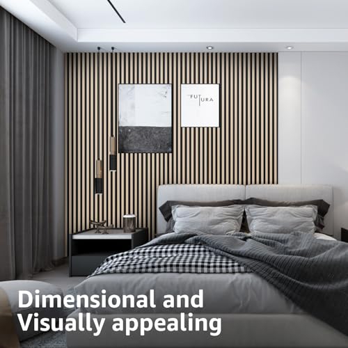 Image of Art3d 96 x 6 Inch WPC 3D Fluted Wood Textured Slat Wall Panels, 8-Pack, Oak