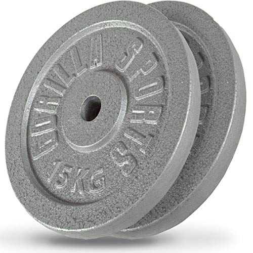 GORILLA SPORTS® Hantelscheiben - Set/Einzeln, 0,5/1,25/2/2,5/5/10/15/20/25/30 kg Gewichte, 30/31 mm, Gusseisen, Silber/Schwarz - Gewichtsscheiben, Bumper Plates GORILLA SPORTS® Hantelscheiben - Set/Einzeln, 0,5/1,25/2/2,5/5/10/15/20/25/30 kg Gewichte, 30/31 mm, Gusseisen, Silber/Schwarz - Gewichtsscheiben, Bumper Plates