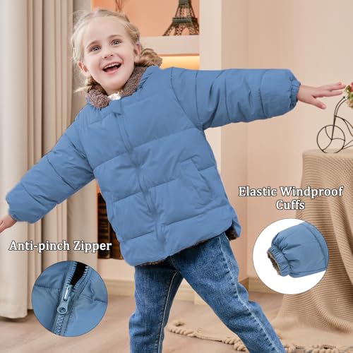 kids4ever Baby Kleinkinder Jungen Winterjacke Mantel 6-12 Monate Niedlich Plüsch Bärenohren Jacke Kapuzenjacke mit Reißverschluss Blau
