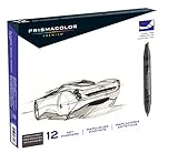 Prismacolor Premier Double-Ended Art Markers, Fine and Chisel Tip, French Grey, 12-Count
