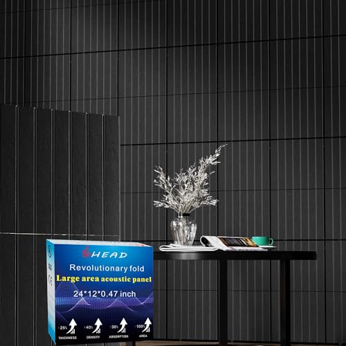 BSHEAD 16 Pack Large Fold Soundproof Wall Panels,12 x 12 x 0.47 in Sound Proof Foam Panels for...