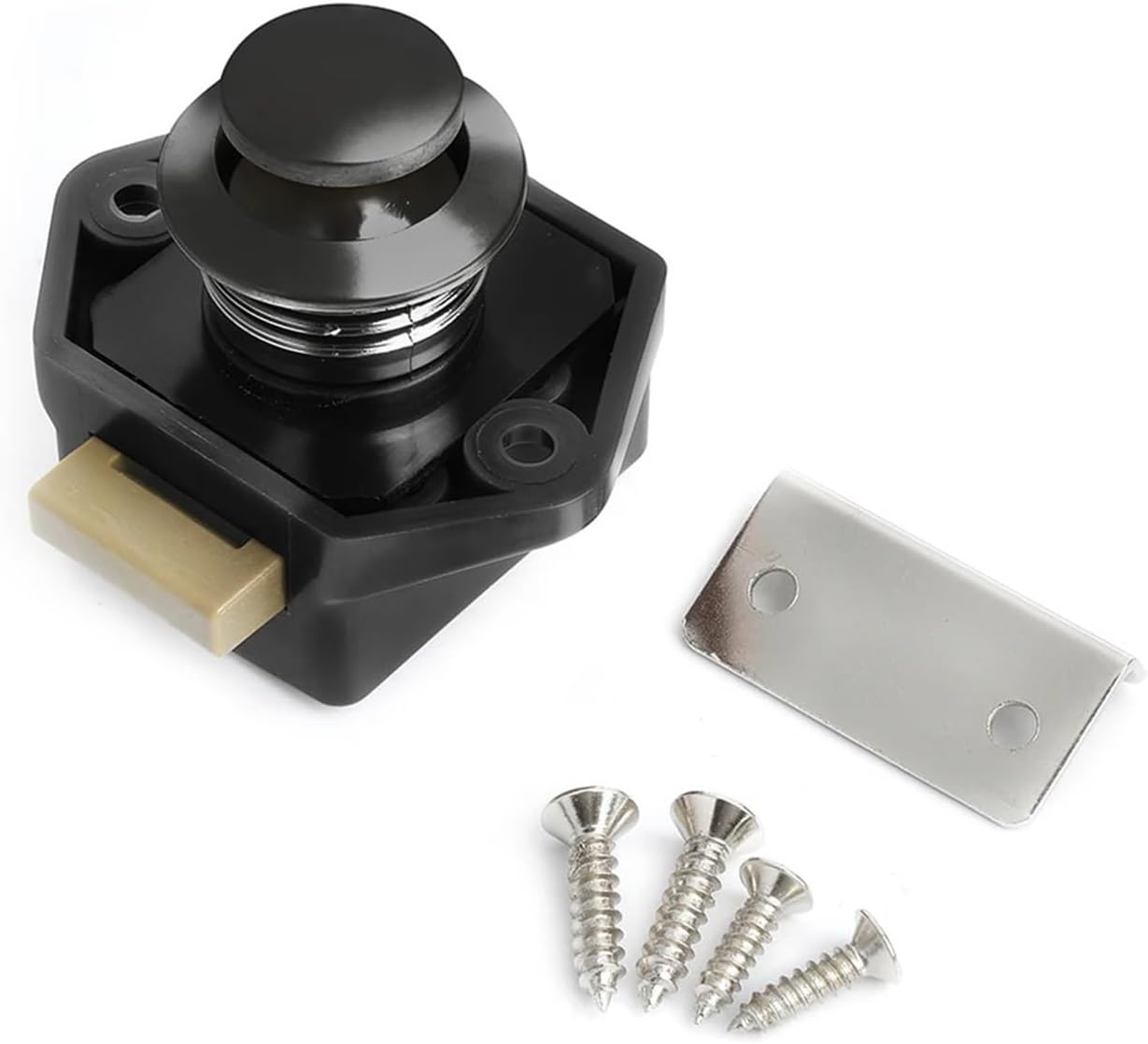 10pcs Camper Car Push Lock RV Caravan Boat Motor Home Cabinet Drawer Latch Button Locks Furniture Door Lock Hardware(Carlock002-Black)