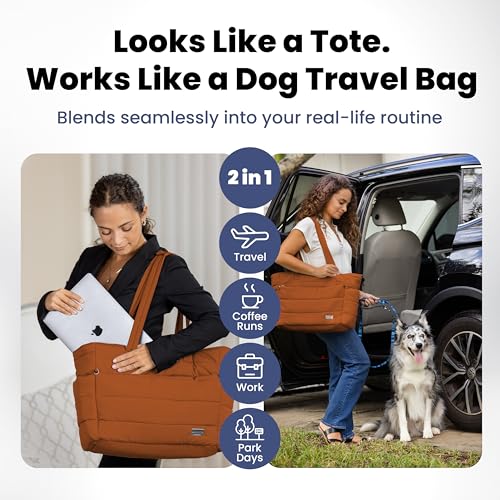 Image of Rubyloo Puffer Dog Travel Bag for Dog Moms, Diaper Bag with Travel Bowls