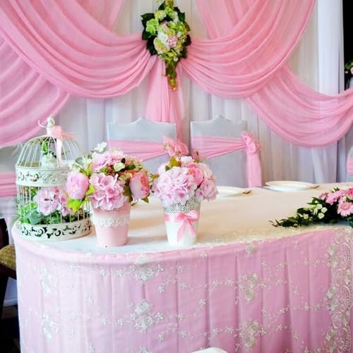 Image of 10 x 7 Feet Pink Backdrop Curtain for Partie, Background Curtains for Photoshoot, Birthday, Wedding, Halloween, Thanksgiving, Christmas, New Year Party Decorations 5Ft x 7Ft, 2 Panels