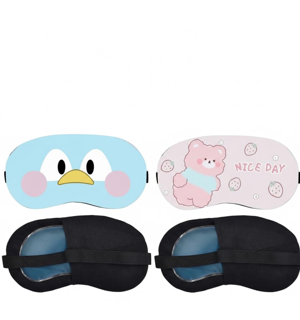 Cold Therapy Gel Eye Mask Set of 2 Cute Character Print Sleeping Shade for Kids & Adults Ultra Soft Gel Cooling Eye Mask Combo Pack-image-44