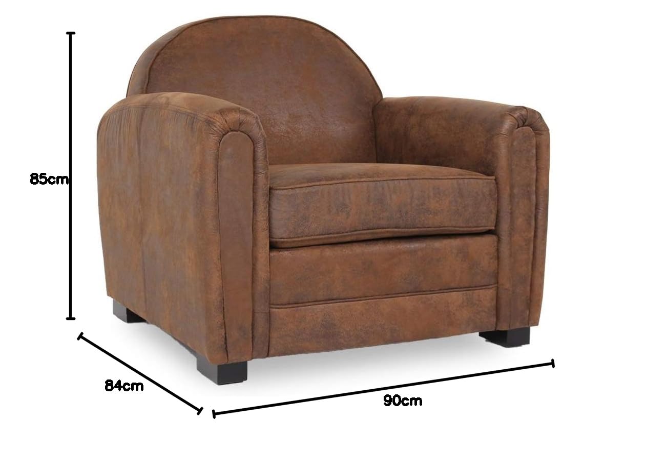 INTENSE DECO Fauteuil Club Vintage William, Microfibre