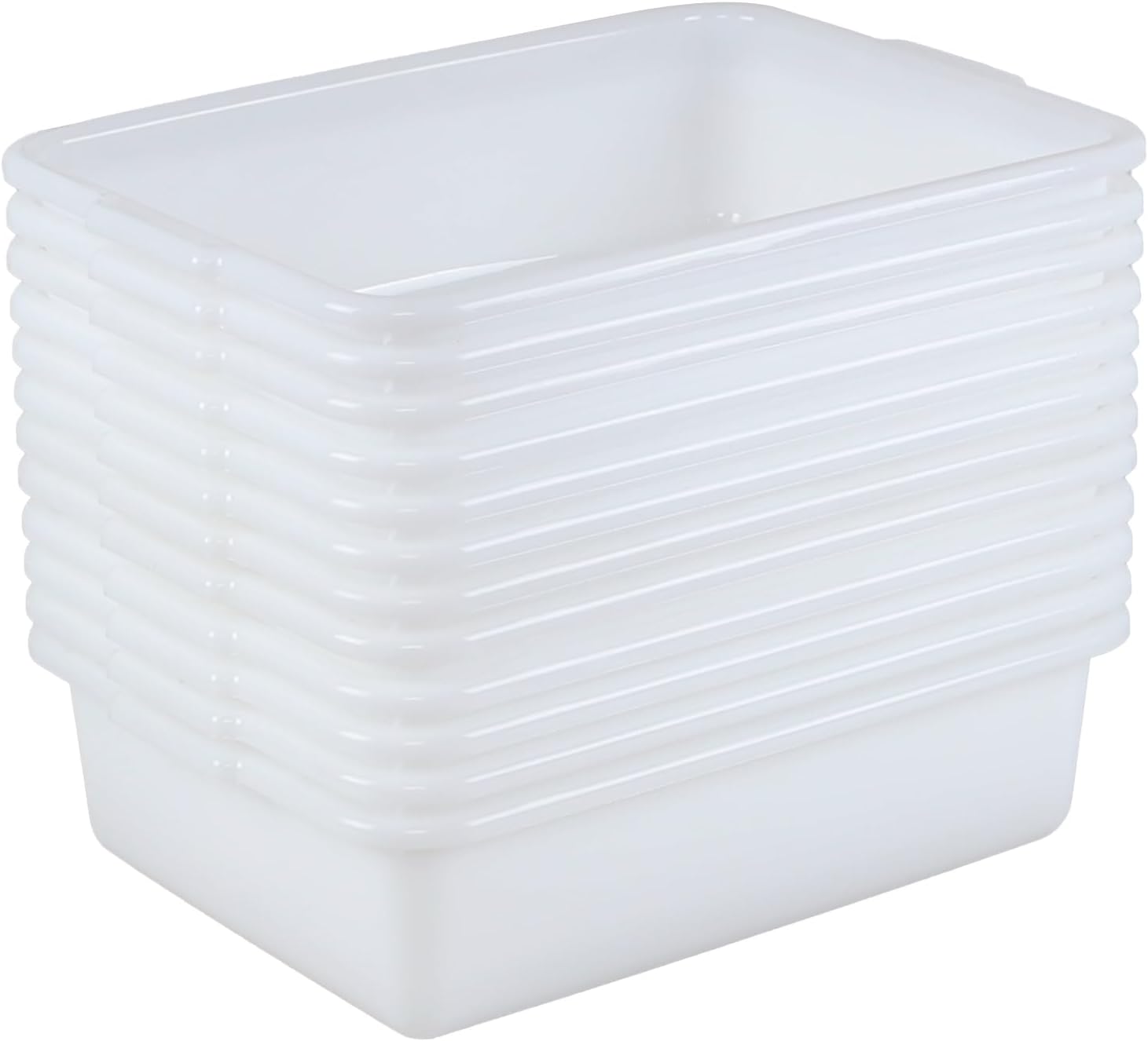 12 Pack 13 L Commercial Bus Tubs, Large Bus Box, Restaurant Dish Tubs, White