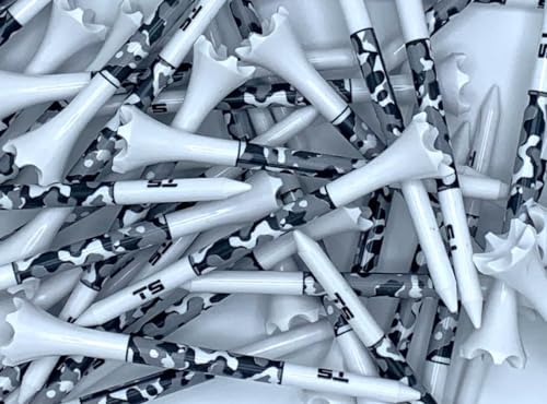 TRUESTRIKE Premium USA Golf Tees 3 or 2 Durable Plastic Performance Tees (100 Pack) Made in USA Bulk Value Pack - Grayscale Camo 3 1/4