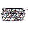 IGNPION Printed Insert Handbag Purse Organiser 13 Pockets Expandable Liner Bag Pouch Zipper Closure Tote Organiser Diaper Bag Insert with Handle (29x 16x 9cm)(Owl) #4