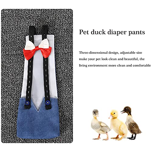 FUNCOCO Eendenluier, verstelbare doek luier wasbaar herbruikbaar schattig strik luier kostuum voor pluimvee - denim - Afbeelding 7