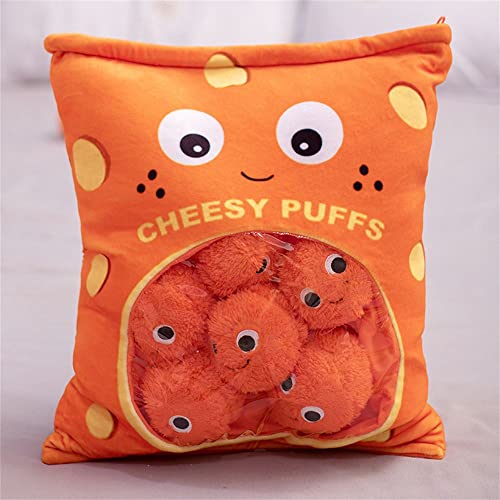Bolinhas de brinquedo de pelúcia cheesy puffs, puff cheese puff brinquedo de pelúcia almofada de jog