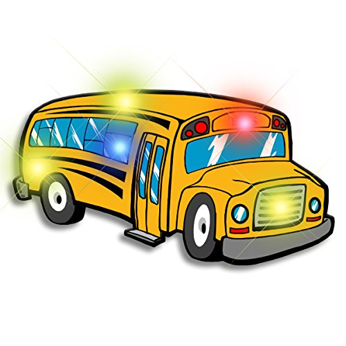 Light Up School Bus Flashing Blinking LED Body Light Lapel Pins (5-Pack)