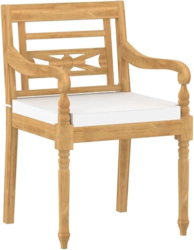 Miniatura 4 de Sillas Batavia 4 piezas con cojines de madera maciza de teca al aire libre para patio al aire libre Sillas para Comedor para sala de estar, picnic,