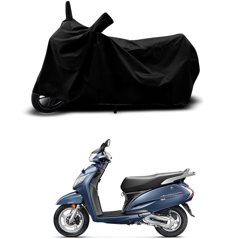 Image of 100% Scratchproof /UV-Rays /Heat Protection /Birds Dropping /Water Resistant /Dust Proof /Waterproof /Bike Scooty Two Wheeler Body Cover Compatible for Honda Activa 125 New All Varients[Black]