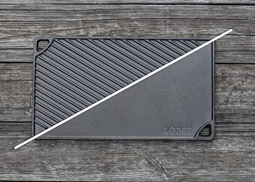 Lodge Pre-Seasoned Cast Iron 2-in-1 Double-Sided Reversible Grill Pan/Griddle Plate for Indoor and Outdoor Use. Flat and Ridged. Induction, Oven, Grill and Metal Utensil Safe. Made in The USA - Image 2