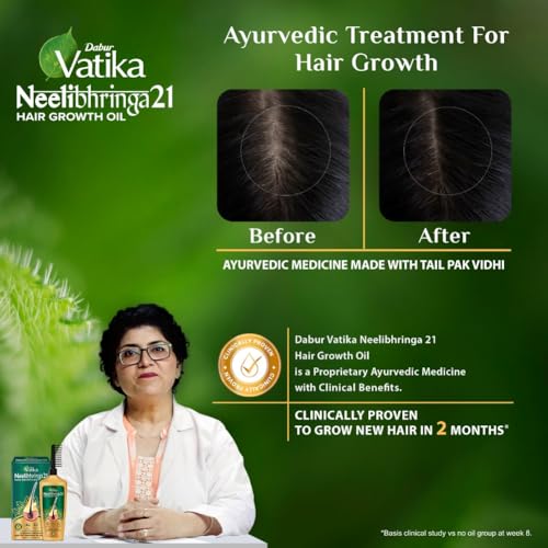 DABUR Vatika Neelibhringa 21 Hair Growth Oil - (100Ml+ 50Ml Extra Free) | 14 Ayurvedic Herbs | Ayurvedic Medicine | 4X Less Hairfall | 3X Thicker Hair | 21 Hair Benefits| With... - Image 6