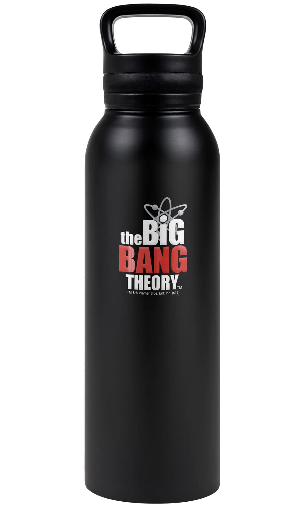 Big Bang Theory OFFICIAL Logo 24 oz Insulated Canteen Water Bottle, Leak Resistant, Vacuum Insulated Stainless Steel with Loop Cap, Black