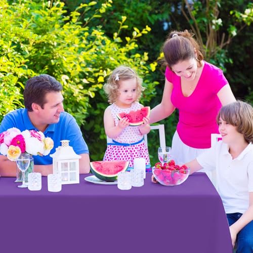 Image of Kopokita 6 Pack Purple Plastic Tablecloths Disposable 54 x 108 Inch | Rectangle Table Cloths, Party Table Covers for Birthday, Graduation, Halloween Decorations