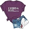 Dauocie-Womens-I-Need-A-Huge-Glass-of-Wine-Letter-Print-Short-Sleeve-T-Shirt-Casual-Novelty-Humor-Graphic-Tees-Tops Dauocie Women's I Need A Huge of Wine Letter Print Short Sleeve Shirt Casual Novelty Humor Graphic Glass, Purple, Large