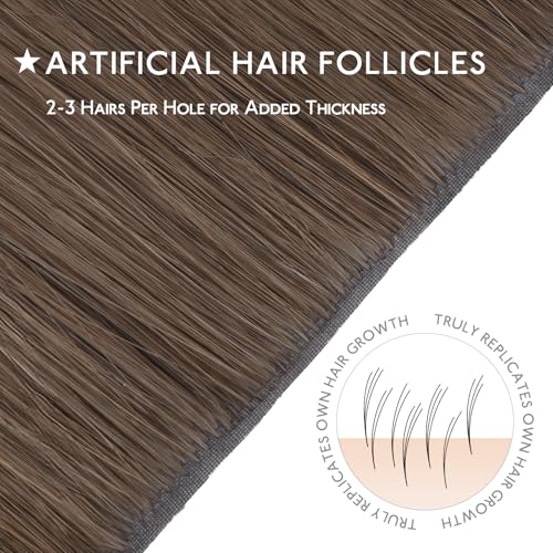 Image of WENNALIFE Invisi Edge Clip in Hair Extensions Real Human Hair, 16 Inch 130g 7pcs Balayage Sandy Brown to Platinum Blonde Seamless Clip in Extensions Remy Hair Clip Ins Invisible PU Skin Weft Straight,