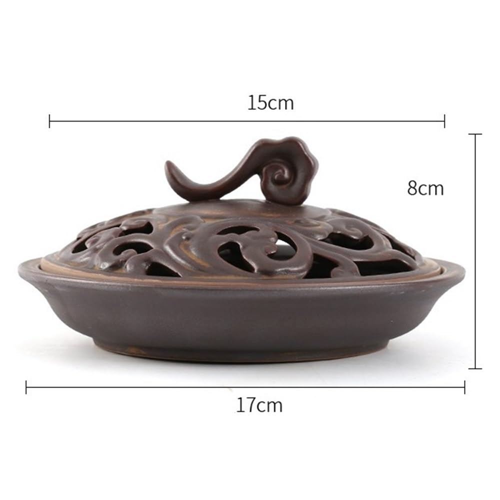 Palnik kadzidła Duży wewnętrzny palnik kadzideł z uchwytem Ceramiczny uchwyt na kadzidełka Dekoracyjna ozdoba(Brown)